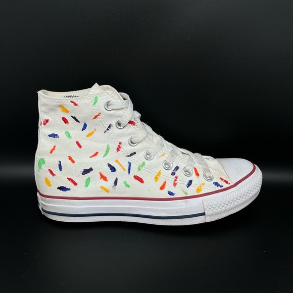 Converse Chuck Taylor All Star High  White Paint Splatter Shoes M7650 Women's 7 - Picture 5 of 10